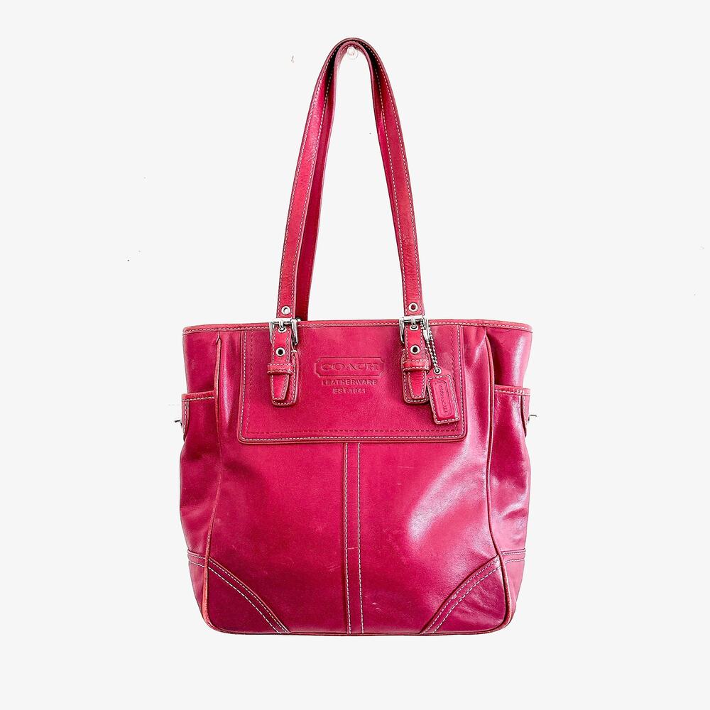 VINTAGE COACH LEGACY CLASSIC LEATHERWARE TOTE/SHOULDER BAG - RED
